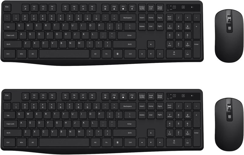 Lovaky Wireless Keyboard and Mouse Combo, 2.4G Full-Sized Ergonomic Keyboard, 3 DPI Adjustable Cordless USB Mouse, Quiet Click for Computer/Laptop/Windows/Mac (2 Pack, Black) - Image 1